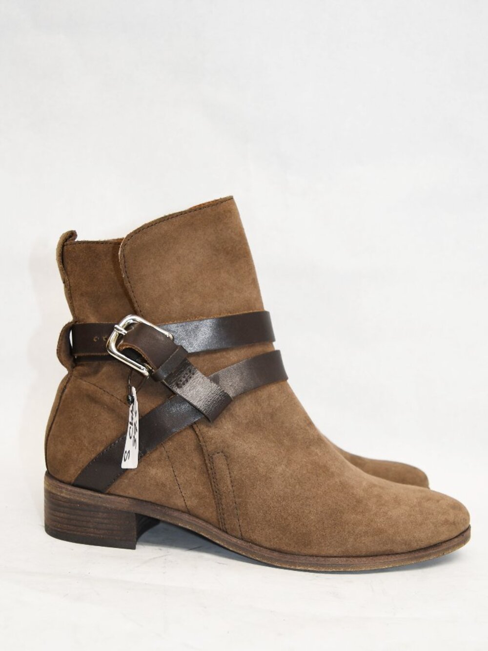$600 SEE BY CHLOE buckle moto western suede brown ANKLE boots 39.5 (ZI)